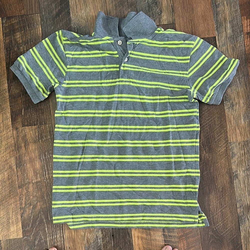 Place Gray and Green Polo Shirt Sporty Knit Top